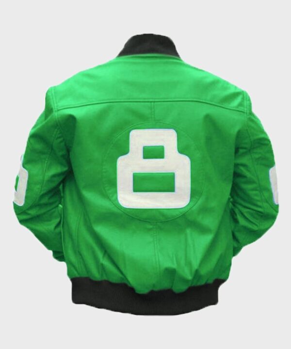 8 Ball Mens and Womens Green Bomber Leather Jacket
