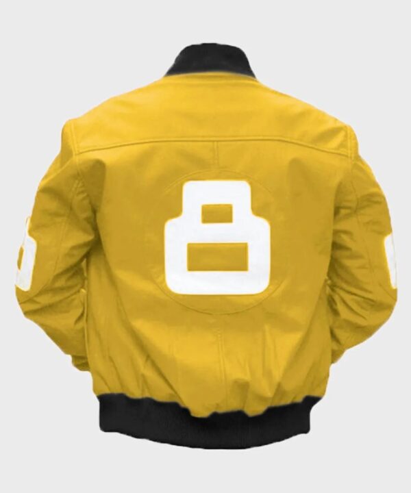 8 Ball Yellow Leather Bomber Jacket