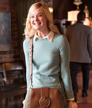 Elle Fanning A Rainy Day In New York Mint Blue Sweater