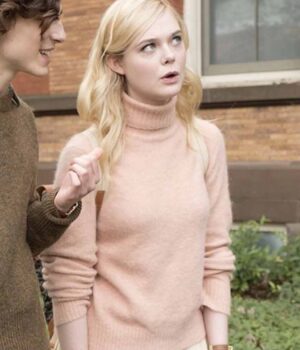 Elle Fanning A Rainy Day In New York Pink Sweater