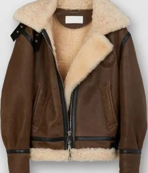 I Hate Suzie Pickles Brown Shearling Fur Leather Jacket
