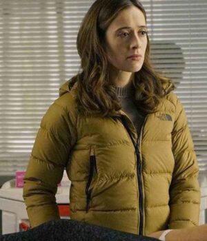 Marina Squerciati Chicago P.D. Brown Hooded Puffer Jacket