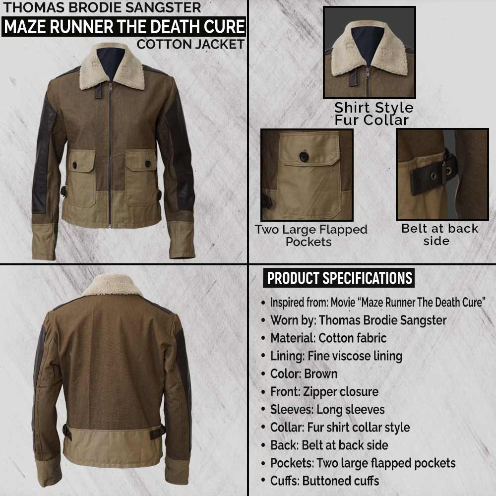 Maze Runner The Death Cure Thomas Brodie Sangster Cotton Jacket