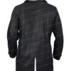 Mens Genuine Lambskin Leather Black Sherpa Long Coat Back