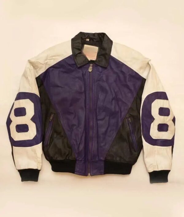 Michael Hoban 8 Ball Purple Bomber Leather Jacket