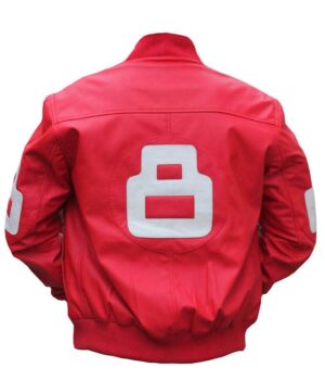 Pink 8 Ball Logo Bomber Leather Jacket