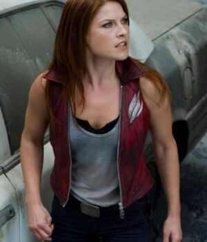 Resident Evil the Final Chapter Claire Redfield Maroon Leather Vest