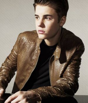 Justin Bieber Brown Snake Patterned Jacket