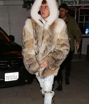 Justin Bieber Genuine Mink Fur Hooded Jacket
