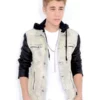 Justin Bieber Singer Leather Sleeves Hooded Jacket