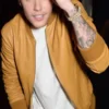 Justin Bieber Singer Varsity Brown Bomber Leather Jacket