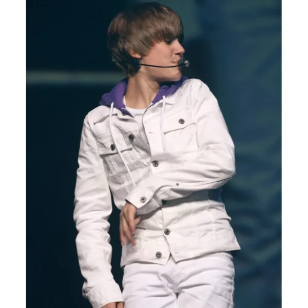 Justin Bieber Singer White Trucker Denim Jacket