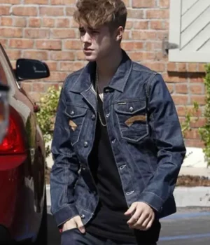Justin Drew Bieber Dark Blue Shirt Style Denim Jacket