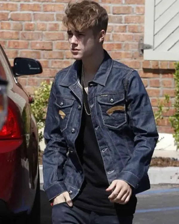 Justin Drew Bieber Dark Blue Shirt Style Denim Jacket