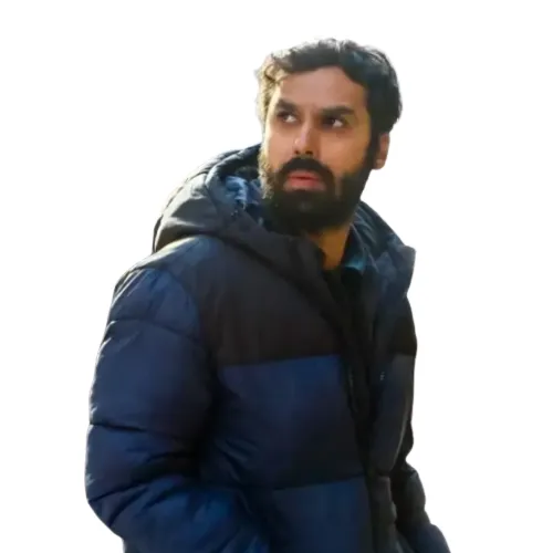 Suspicion S01 Kunal Nayyar Blue and Black Puffer Jacket