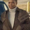 The Equalizer Queen Latifah Quilted Brown Hooded Jacket