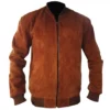 Bruce Willis Pulp Fiction Brown Suede Bomber Jacket front