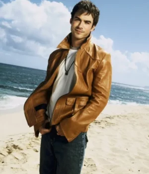 Damon Salvatore The Vampire Diaries Brown Leather Jacket front