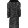 Grey Womens Persian Lamb Fur Mink Collar Trench Coat Back