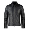 Joe Looper Black Genuine Leather Jacket front close zip