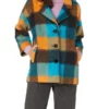 Mary Wolf Like Me Wool Plaid Coat front