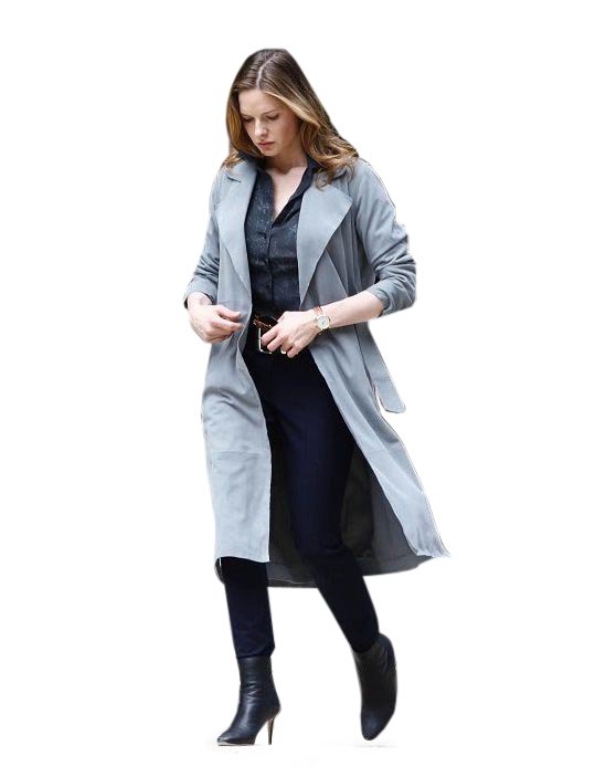 Rebecca Ferguson Mission Impossible Gray Trench Coat front