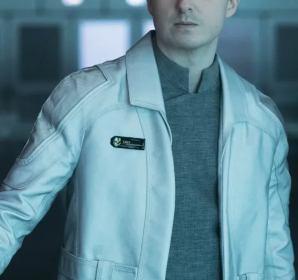 Ryan McParland Halo Adun White PU Leather Jacket front