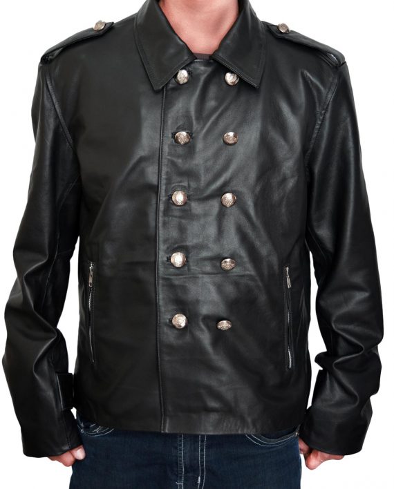 The Vampire Diaries Klaus Mikaelson Double Breasted Leather Jacket front