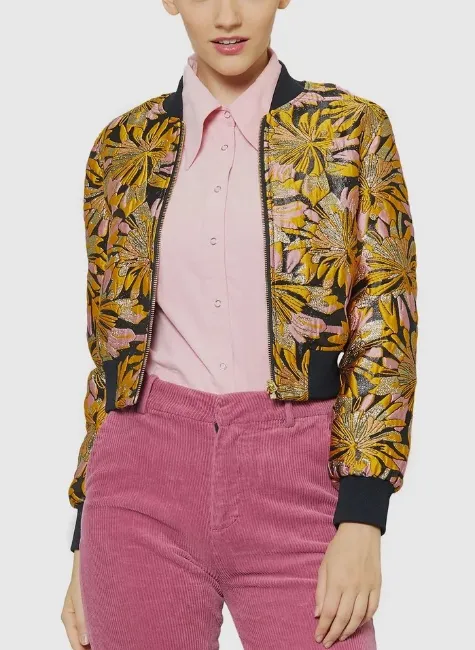 The Wilds Fatin Jadmani Floral Bomber Polyester Jacket front