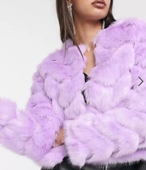 The Wilds Fatin Jadmani Purple Faux Fur Jacket front