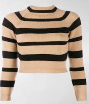 Anna Kendrick Love Life Wool Striped Sweater front