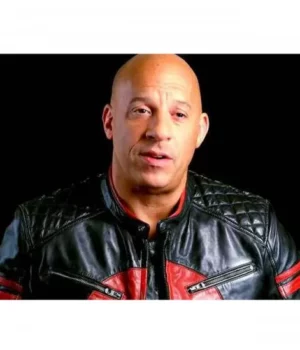 Bloodshot Vin Diesel Black And Red Faux Leather Jacket front