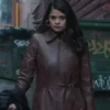 Charmed Mel Vera Real Leather Brown Trench Coat front