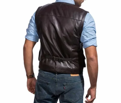 Chris Pratt Jurassic World Leather Brown Utility Vest back