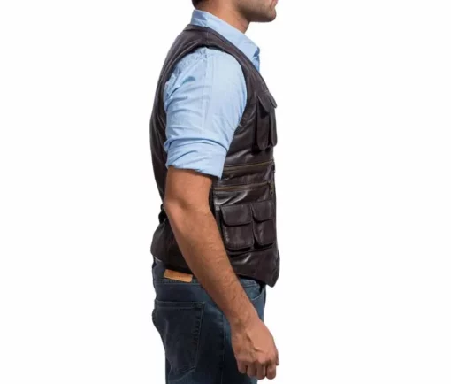 Chris Pratt Jurassic World Leather Brown Utility Vest side