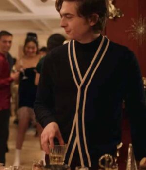 Dash and Lily Austin Abrams Black Cardigan Wool Sweater front