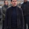 Ethan Hunt Mission Impossible Fallout Black Suede Jacket front open zip