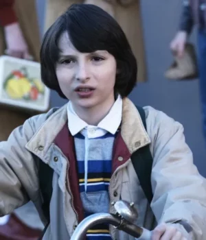 Finn Wolfhard Stranger Things Off White Cotton Jacket close front