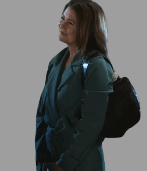Grey’s Anatomy Dr. Meredith Long Green Coat front