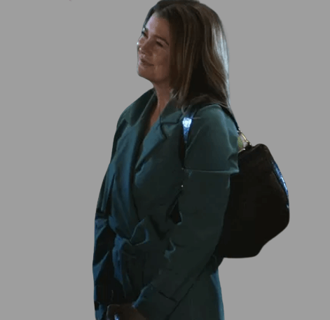 Grey’s Anatomy Dr. Meredith Long Green Coat front