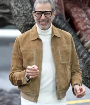 Jurassic World Dominion Jeff Goldblum Suede Brown Jacket frotn
