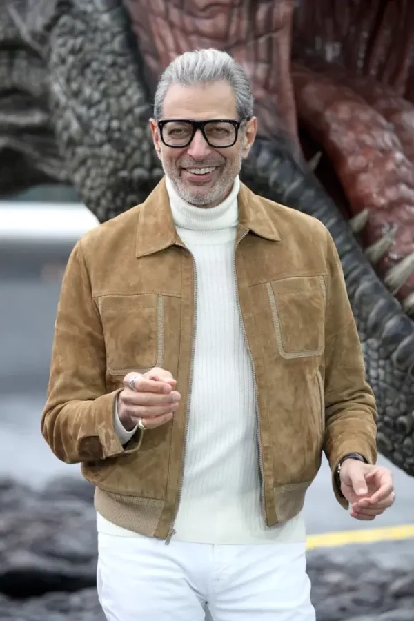 Jurassic World Dominion Jeff Goldblum Suede Brown Jacket frotn