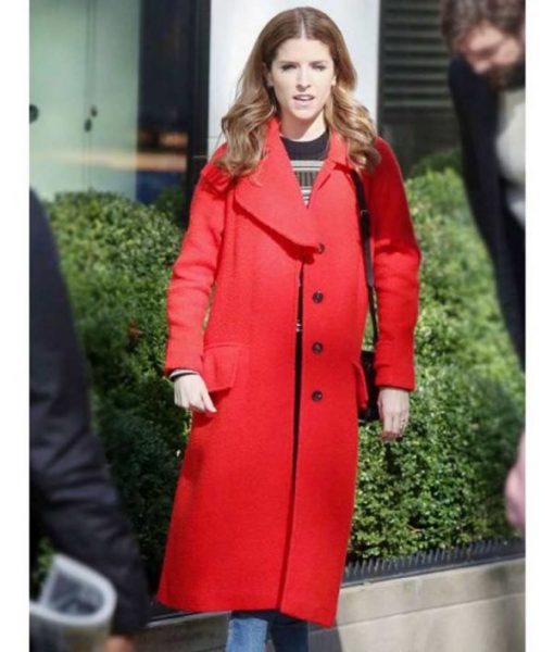 Love Life Anna Kendrick Red Wool Trench Coat front