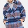 Love Life Claudia Hoffman Blue Plaid Trench Coat shoot fornt