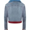 Love Life Sara Yang Sherpa Fur Collar Blue Leather Jacket back
