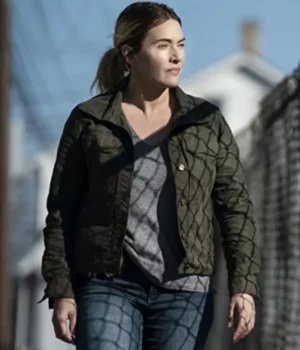 Mare of Easttown Kate Winslet Olive Cotton Green Jacket front
