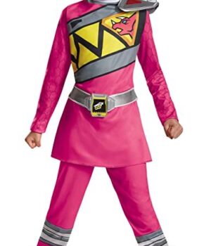 Pink Power Rangers Charge Classic Kids Dinosaur Costume front
