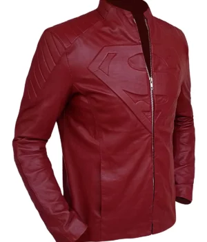 Superman Smallville Maroon Real Leather Jacket side