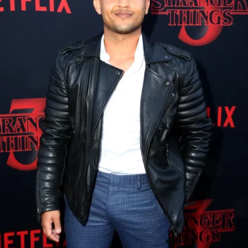 Tahj Mowry Event Stranger Things Leather Quilted Jacket front