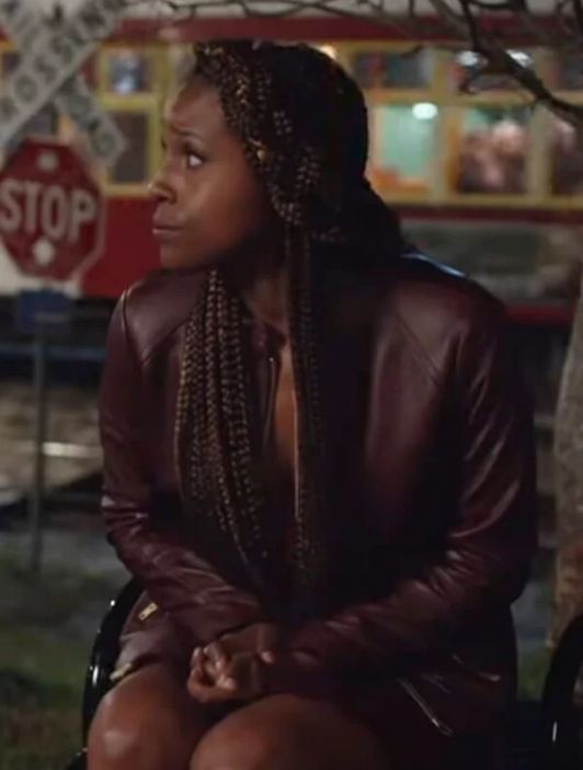 The Lovebirds Issa Rae Real Leather Jacket front